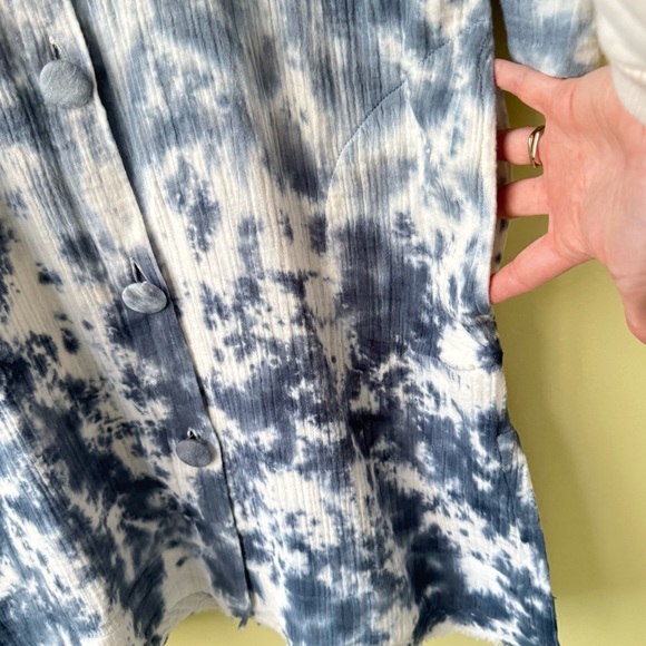 Soft Surroundings Islander Jacket Blue Ombré Tie Dye Cotton Womens XS Beachy - Picture 5 of 11